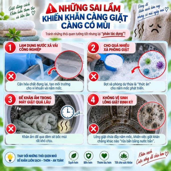 cách khử mùi khăn không cần hóa chất
