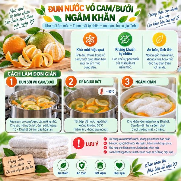 cách khử mùi khăn không cần hóa chất