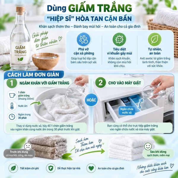 cách khử mùi khăn không cần hóa chất