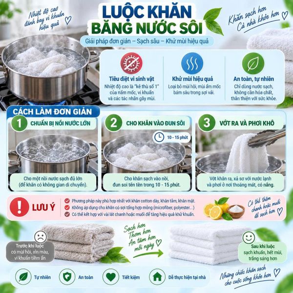 cách khử mùi khăn không cần hóa chất