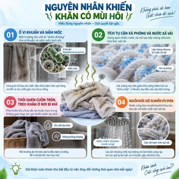cách khử mùi khăn không cần hóa chất