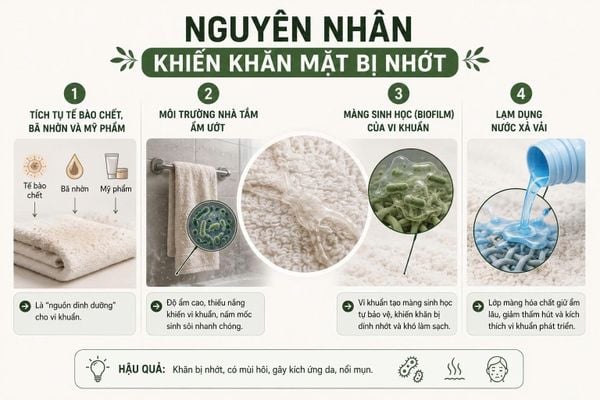 khăn mặt bị nhớt