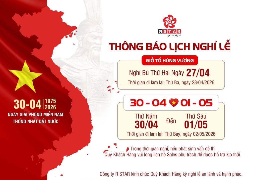THÔNG BÁO LỊCH NGHỈ LỄ GIỖ TỔ HÙNG VƯƠNG, GIẢI PHÓNG MIỀN NAM 30/4 & QUỐC TẾ LAO ĐỘNG 1/5
