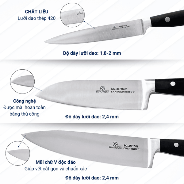 Bộ 03 dao làm bếp Solution series Benchusch