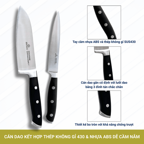 Bộ dao thái santoku và dao gọt Benchusch