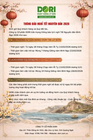 DORI THÔNG BÁO NGHỈ TẾT NGUYÊN ĐÁN BÍNH NGỌ 2026