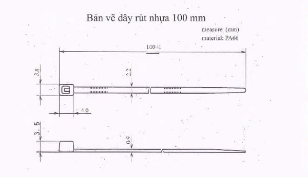 cấu tạo dây rút nhựa, lat nhựa, dây thít nhựa 3x100
