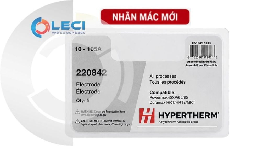 Hypertherm cập nhật nhãn mác mới cho bộ sản phẩm tiêu hao 5 món Powermax
