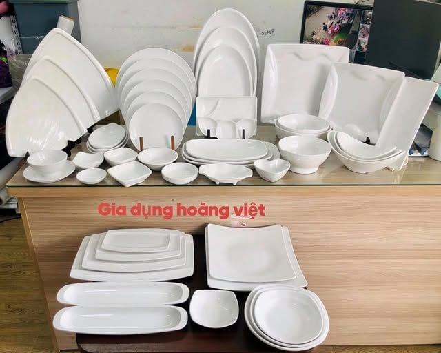 bo chen dia melamine trang cho nha hang tiec cuoi gia si