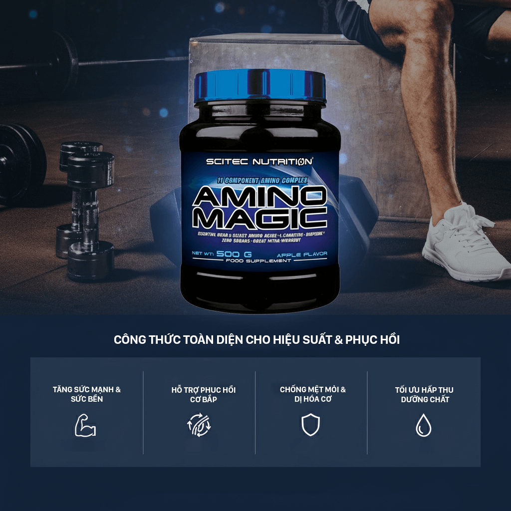 Sữa Uống Phục Hồi, Phát Triển Cơ Bắp Toàn Diện Amino Magic Scitec Nutrition 500g (25 Servings)