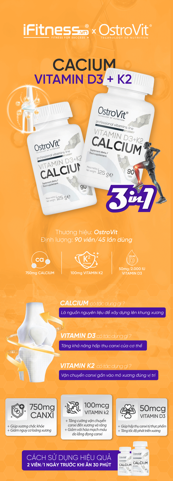 OstroVit Vitamin D3 K2 Calcium