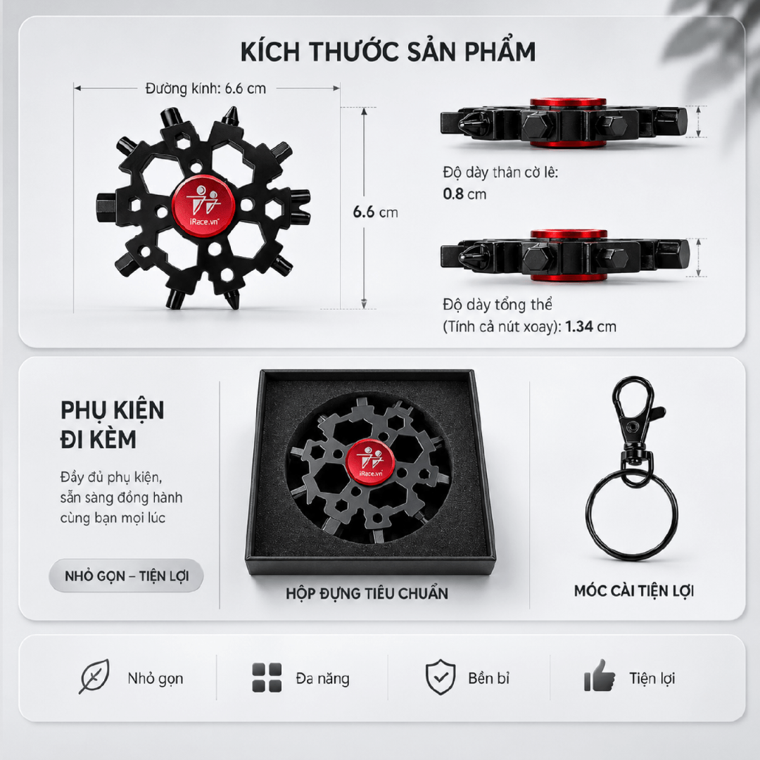Con Quay Đa Năng Spinner iRace Kiêm Cờ Lê Bông Tuyết 23 Trong 1
