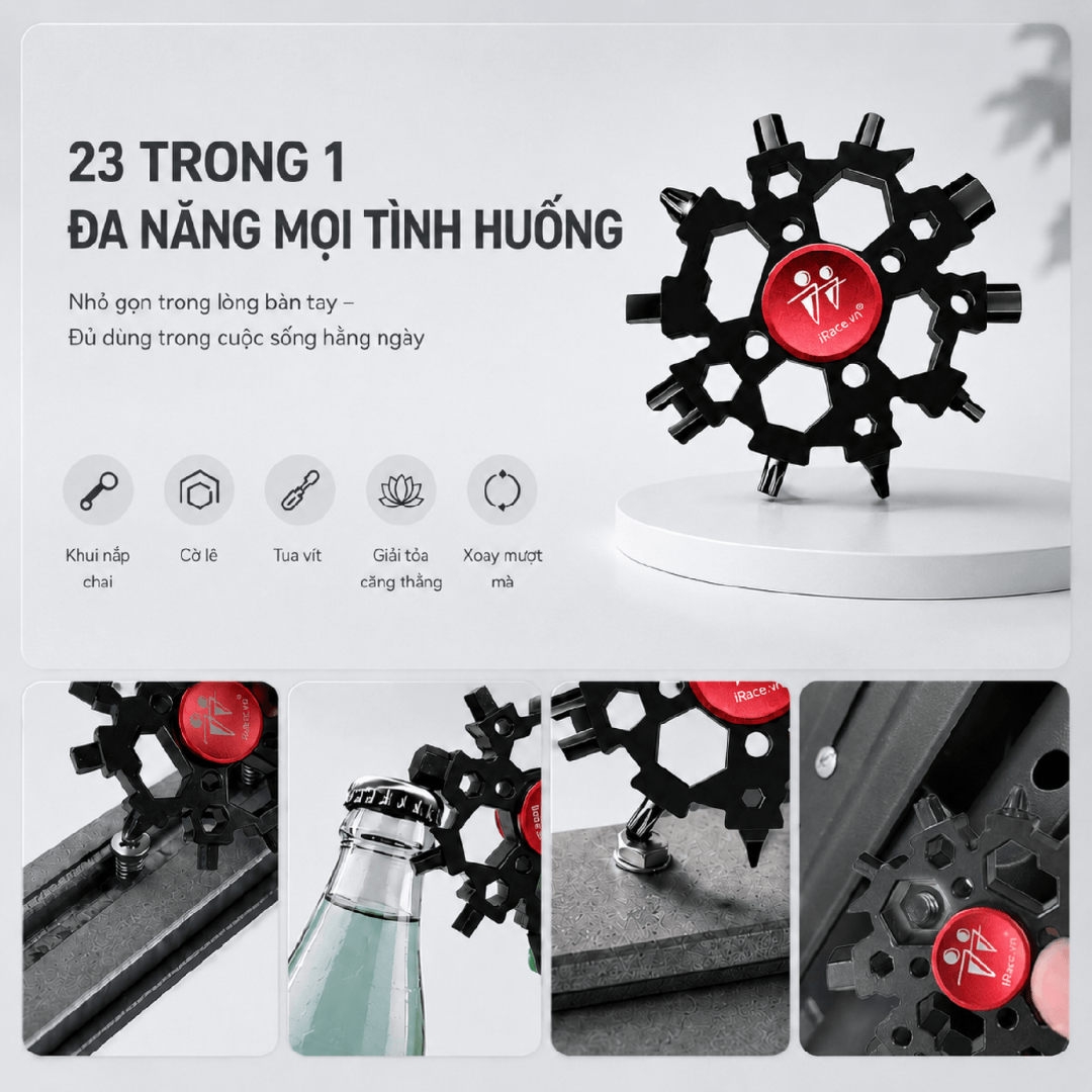 Con Quay Đa Năng Spinner iRace Kiêm Cờ Lê Bông Tuyết 23 Trong 1