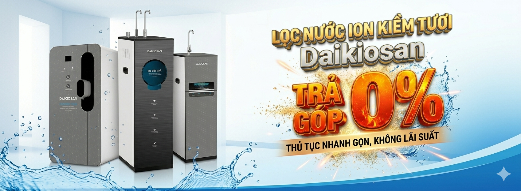 Trả góp lãi suất 0% Máy lọc nước Daikiosan ion kiềm tươi