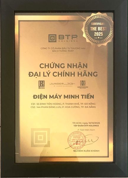 Giấy chứng nhận đại lý chính hãng Boss & Junger