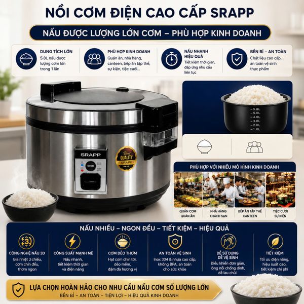 Nồi Cơm Điện Công Nghiệp SRAPP Đà Nẵng Hải Châu