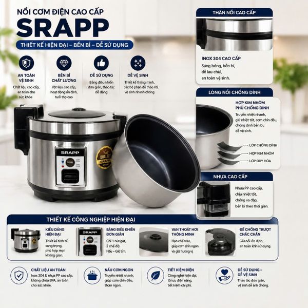 Nồi Cơm Điện Công Nghiệp SRAPP Thanh Khê Đà Nẵng