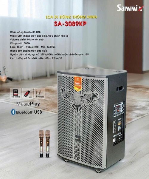 Loa Kéo Karaoke Sammix SA-3089KP ghi
