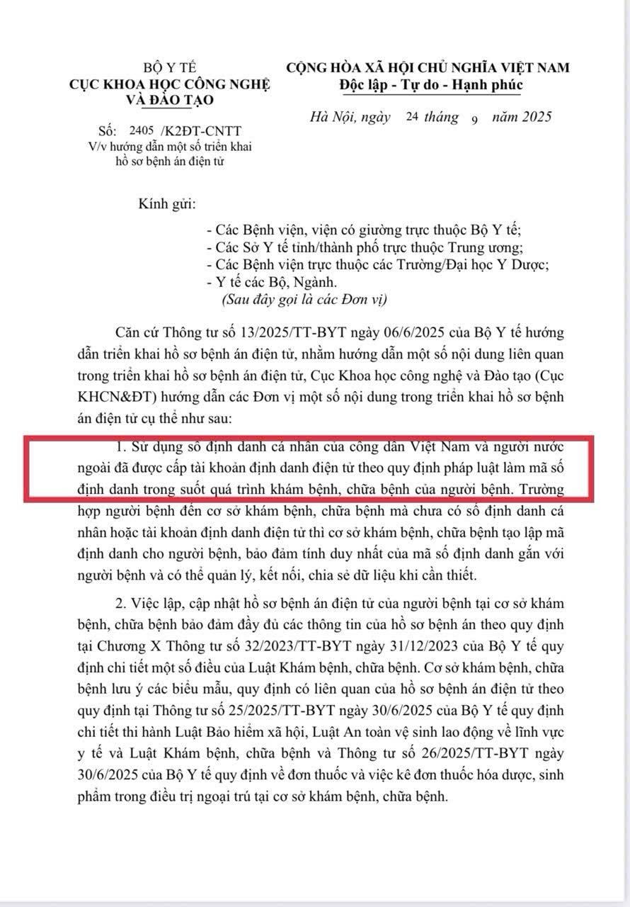 Thông báo: Cung cấp mã số định danh/căn cước công dân khi khám chữa bệnh tại Phòng khám Bảo Đại Đường