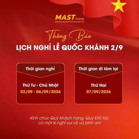 THÔNG BÁO LỊCH NGHỈ LỄ QUỐC KHÁNH 2/9/2026