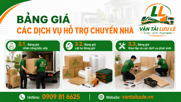 bảng giá cước chuyển nhà trọn gói
