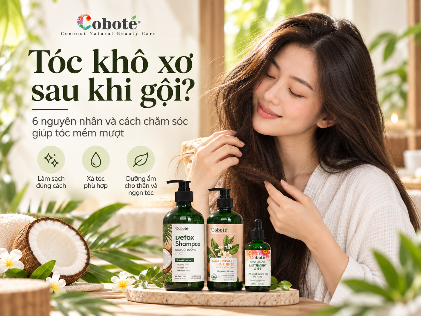Tóc khô xơ sau khi gội? 6 nguyên nhân và cách chăm sóc