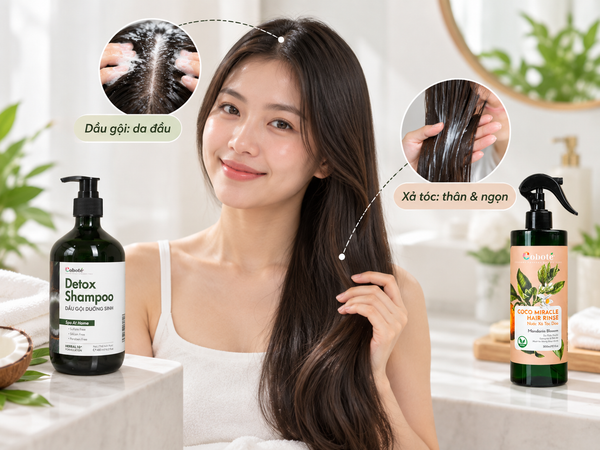 dầu xả hoặc dầu dưỡng chạm quá sát chân tóc
