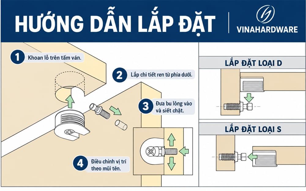 Hướng dẫn lắp đặt chốt liên kết đỡ kệ