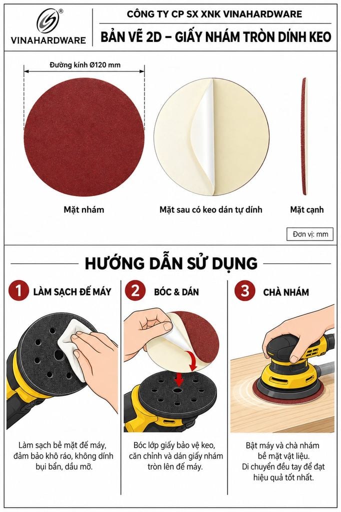 Giấy nhám tròn dính keo