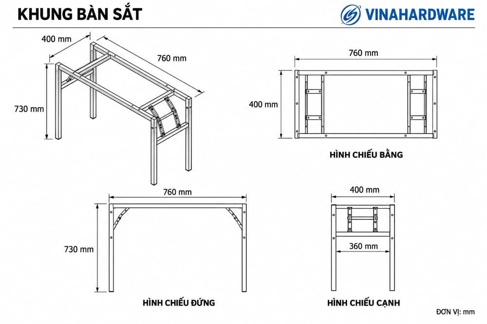 Khung bàn gấp gọn Vinahardware