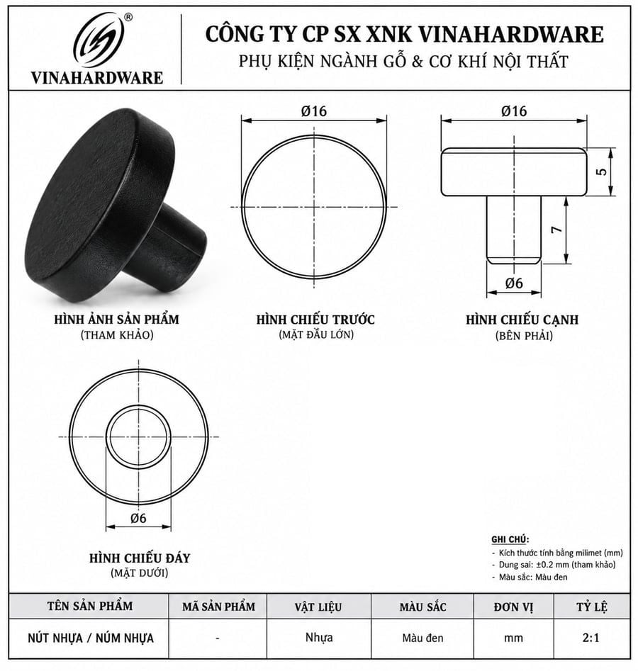 Nút bít lỗ khoét phi 6-7mm
