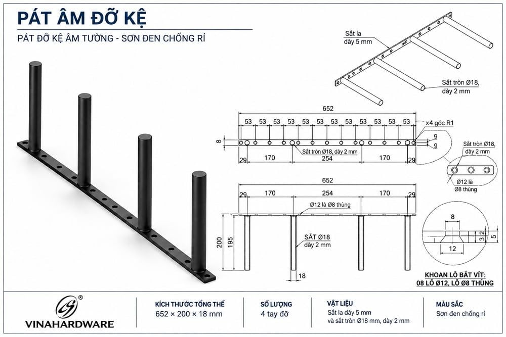 Pát âm đỡ kệ Vinahardware