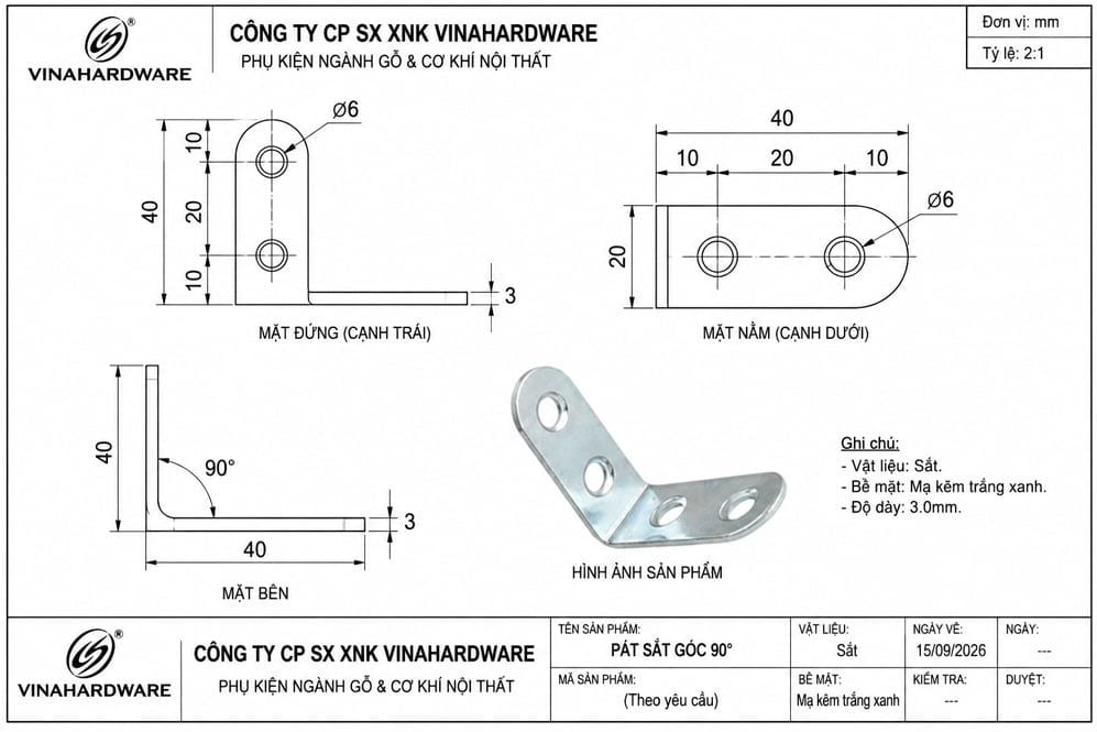 Pát ke vuông liên kết xi mạ đen