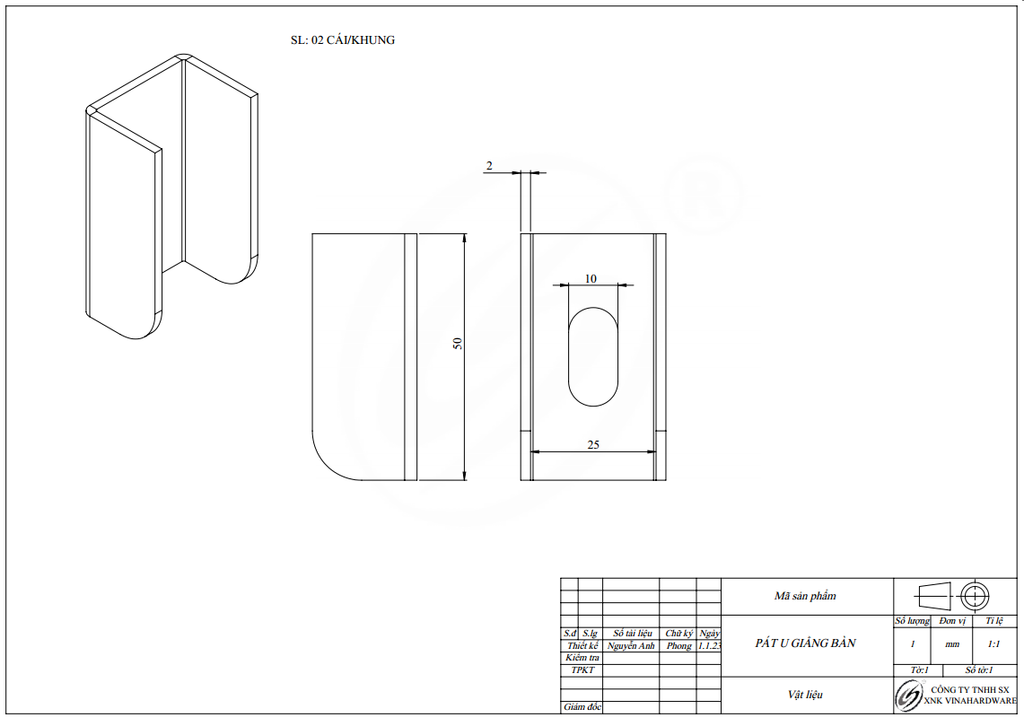 Pát sắt liên kết sắt hộp giằng bàn 25x25mm