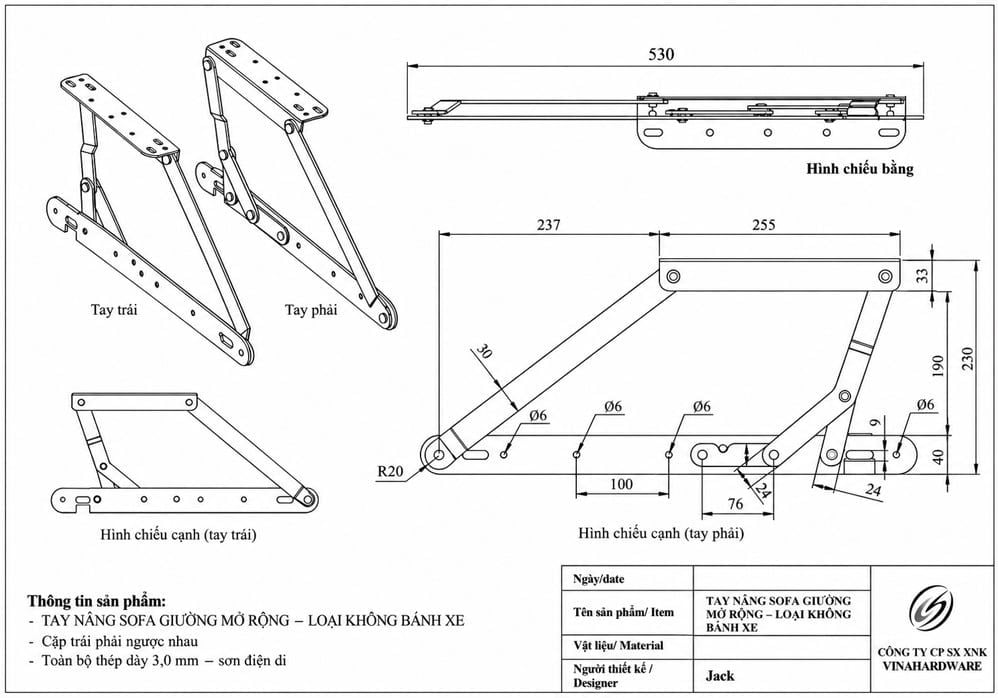 Phụ kiện tay nâng mở rộng gấp gọn