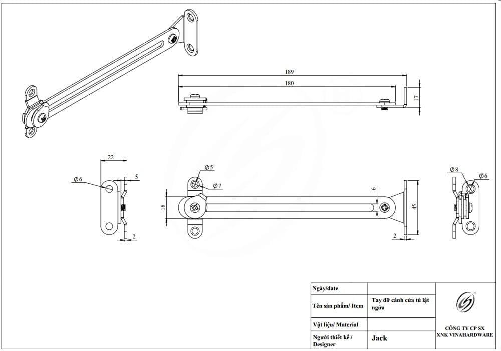 Tay trượt cửa tủ lật inox 201