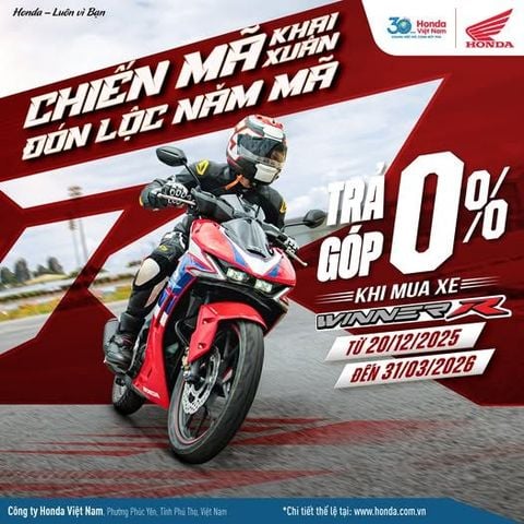 HONDA WINNER R KHUYẾN MÃI 2026: ƯU ĐÃI LÊN ĐẾN 1.500.000Đ, TRẢ GÓP 0%