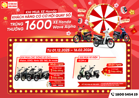 Honda Việt Nam tung khuyến mãi Tết 2026: Quay số trúng 1.600 xe Wave Alpha