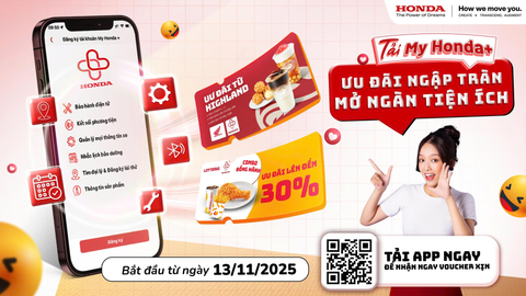 🎁 Tải My Honda+ nhận e-Voucher Highlands & Lotteria cực hấp dẫn