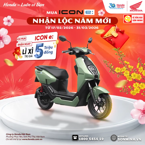 HONDA ICON e: LÌ XÌ 5 TRIỆU + VOUCHER 1 TRIỆU + QUÀ TẶNG TẠI HEAD SƠN MINH