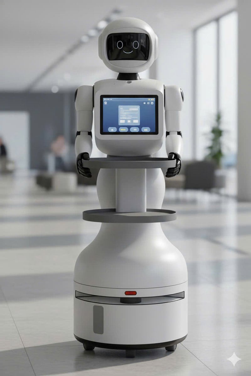 Robot hình người ProBot V2 tích hợp khay để thức ăn