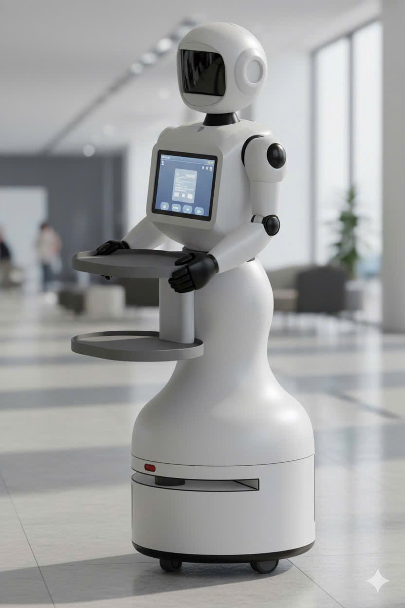 Robot hình người ProBot V2 tích hợp khay để thức ăn