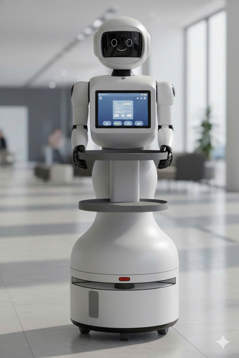 Robot hình người ProBot V2 tích hợp khay để thức ăn