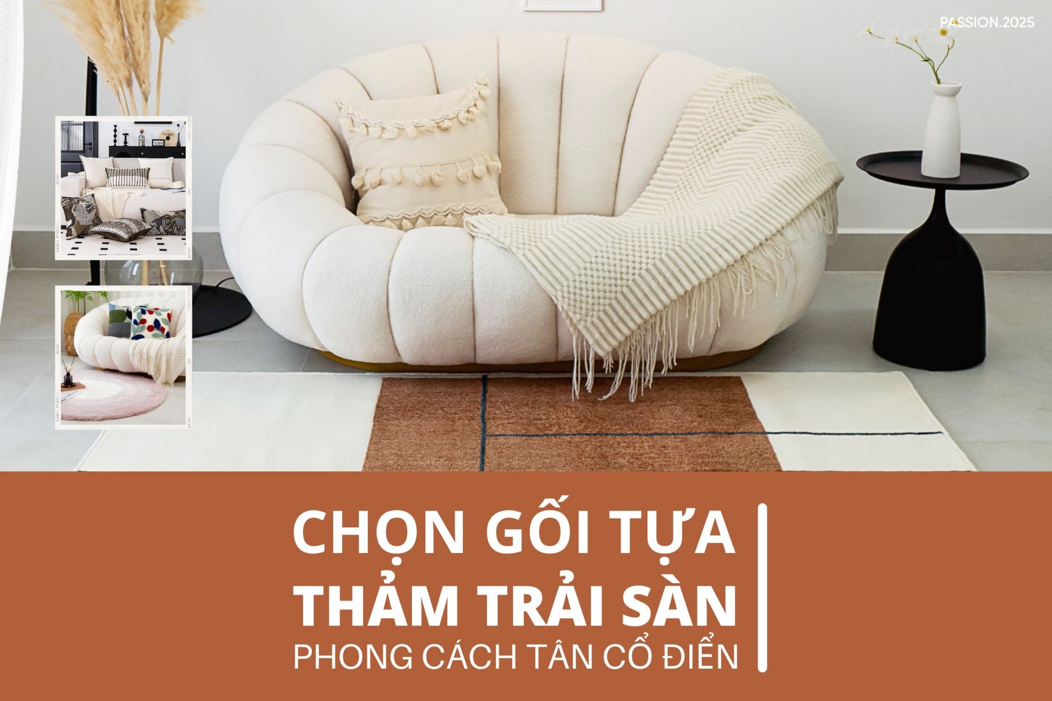 Chọn gối và thảm trải sàn cho phòng khách phong cách tân cổ điển