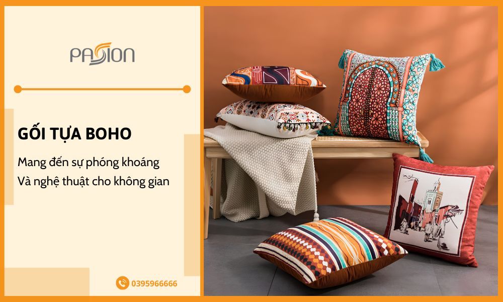 Gối tựa Boho mang đến sự phóng khoáng và nghệ thuật cho không gian