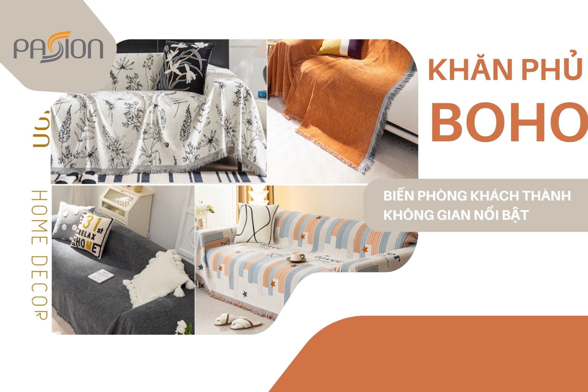 Khăn phủ sofa Boho: Biến phòng khách thành không gian nổi bật