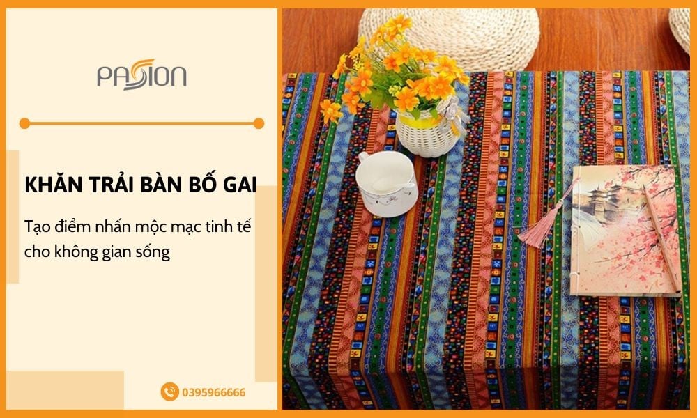 Khăn trải bàn bố gai tạo điểm nhấn mộc mạc tinh tế cho không gian
