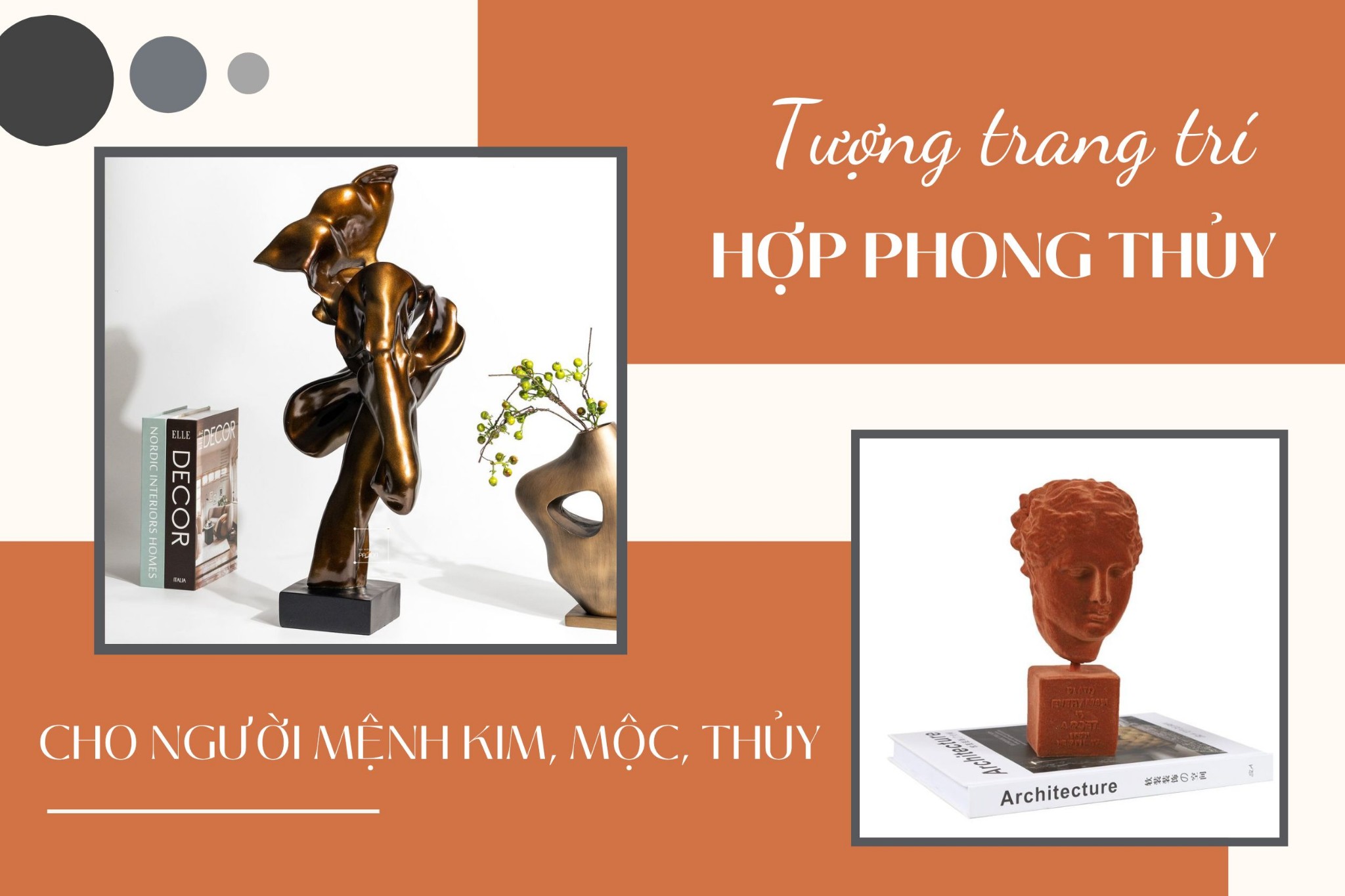 Tượng trang trí hợp phong thủy cho người mệnh Kim, Mộc, Thủy
