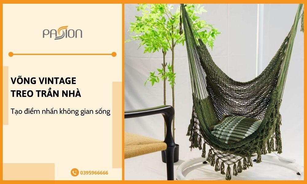 Võng vintage treo trần nhà tạo điểm nhấn không gian sống