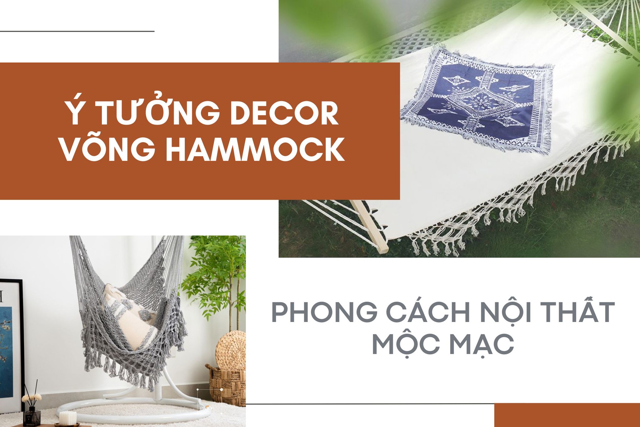 Ý tưởng decor với võng hammock cho phong cách nội thất mộc mạc